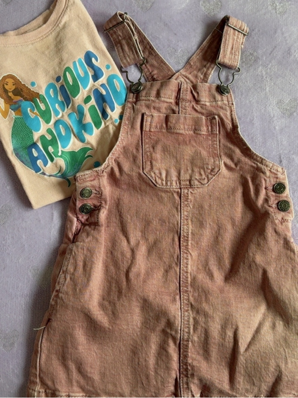 Kids Pink Overall Dress with Graphic Tshirt